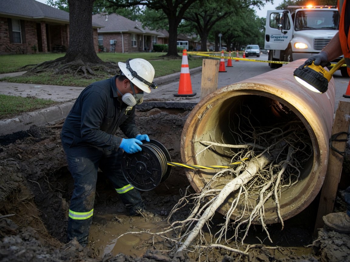 Tree Root Intrusion in Sewer Lines in Grapevine